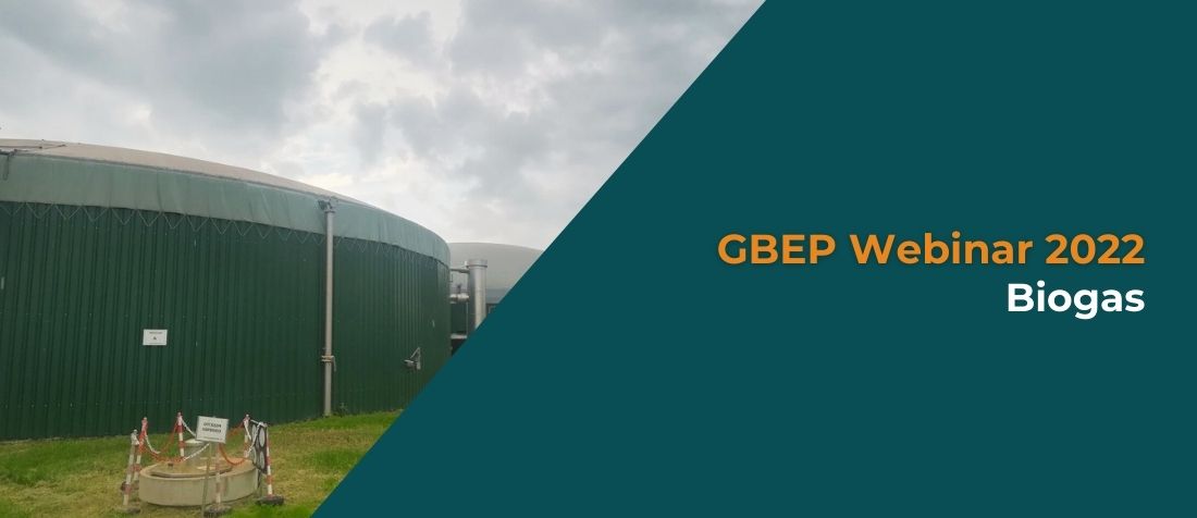 Banner saying "GBEP Webinar 2022 biogas"